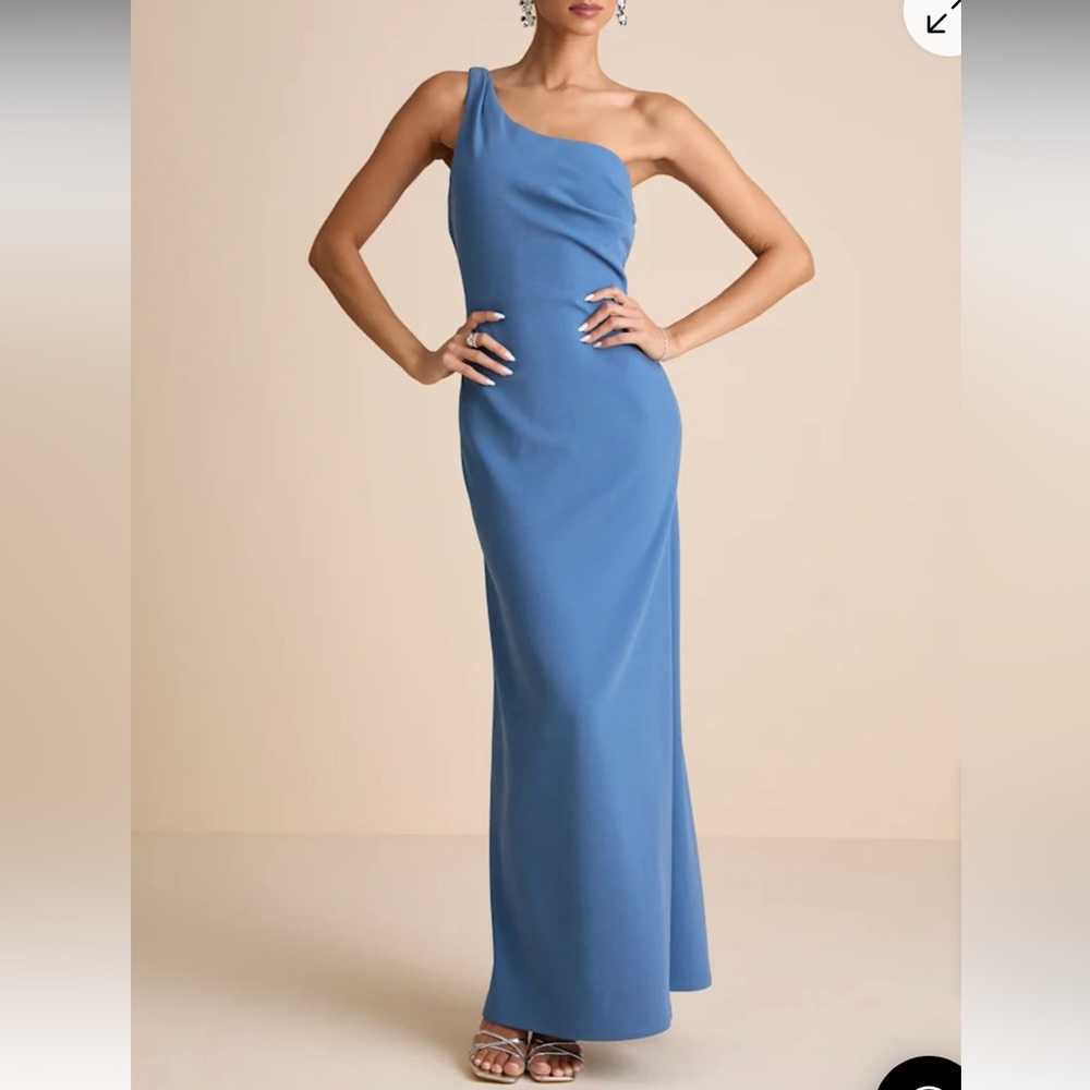Lulu’s Maevyn Blue Cowl Back Column Maxi Dress